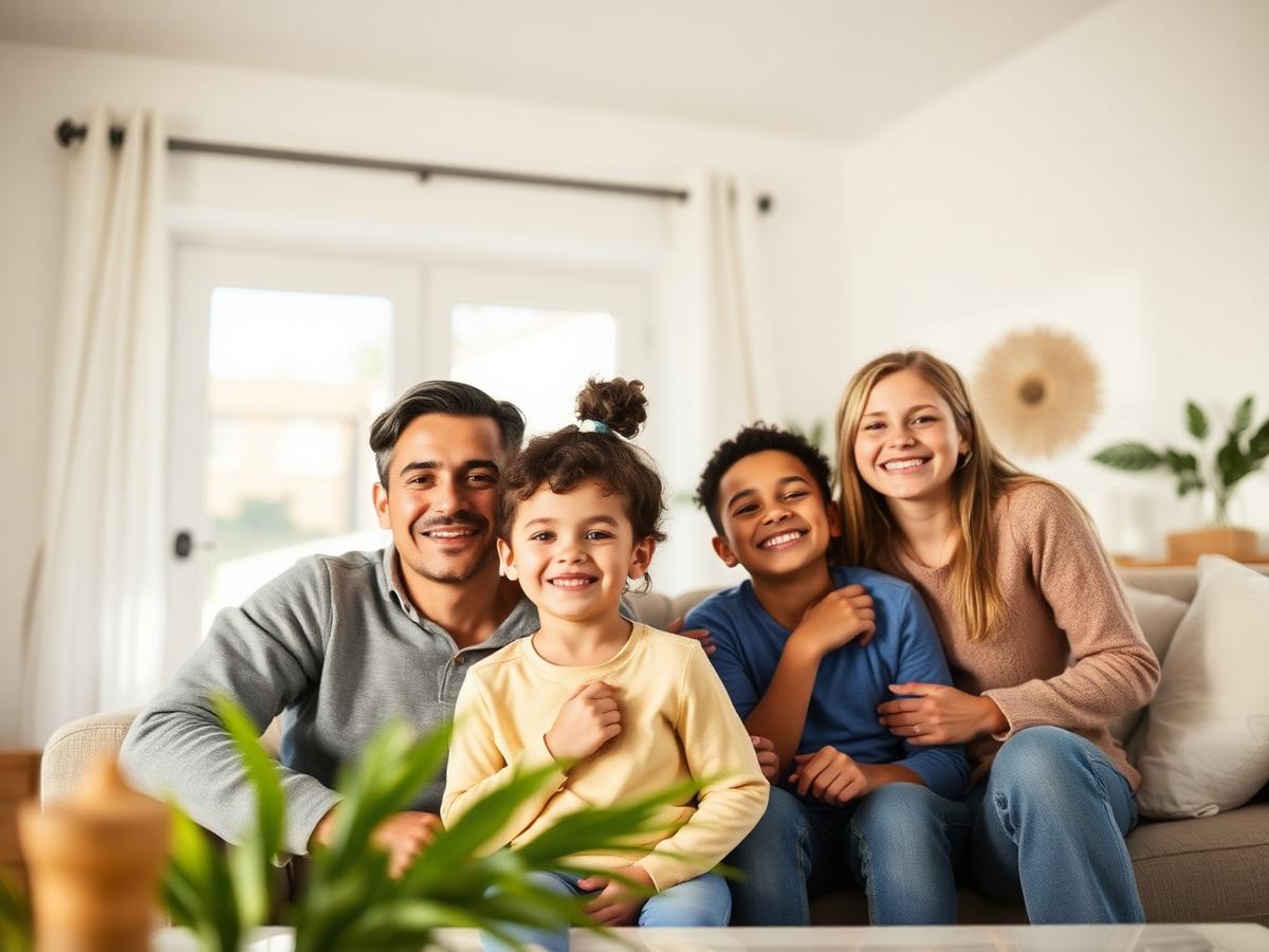 Famille réunie dans son salon